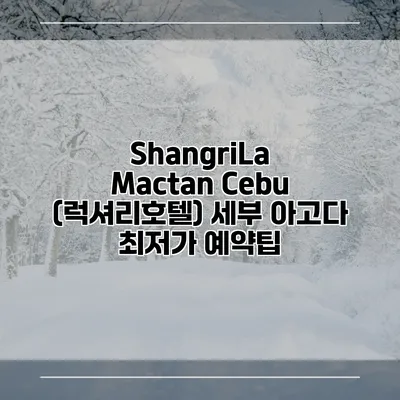 ShangriLa Mactan Cebu (럭셔리호텔) 세부 아고다 최저가 예약팁