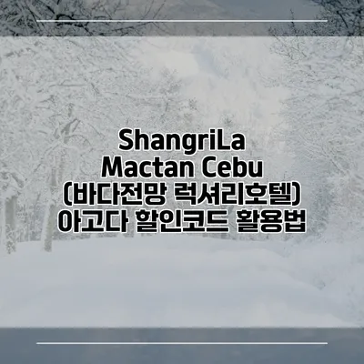 ShangriLa Mactan Cebu (바다전망 럭셔리호텔) 아고다 할인코드 활용법