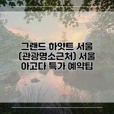 그랜드 하얏트 서울 (관광명소근처) 서울 아고다 특가 예약팁