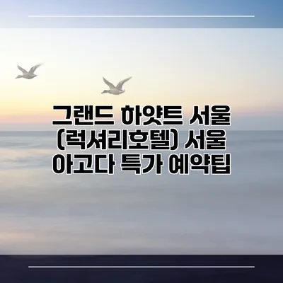그랜드 하얏트 서울 (럭셔리호텔) 서울 아고다 특가 예약팁