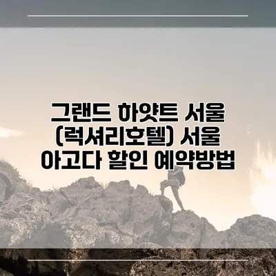 그랜드 하얏트 서울 (럭셔리호텔) 서울 아고다 할인 예약방법