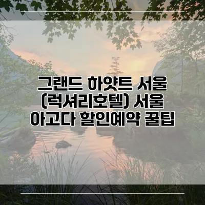 그랜드 하얏트 서울 (럭셔리호텔) 서울 아고다 할인예약 꿀팁
