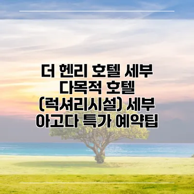 더 헨리 호텔 세부 다목적 호텔 (럭셔리시설) 세부 아고다 특가 예약팁