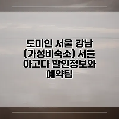 도미인 서울 강남 (가성비숙소) 서울 아고다 할인정보와 예약팁