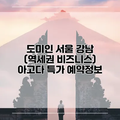 도미인 서울 강남 (역세권 비즈니스) 아고다 특가 예약정보