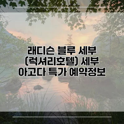 래디슨 블루 세부 (럭셔리호텔) 세부 아고다 특가 예약정보
