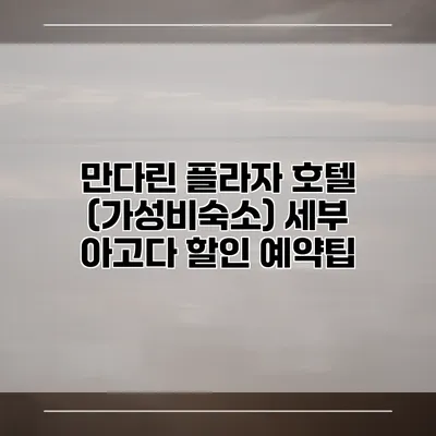 만다린 플라자 호텔 (가성비숙소) 세부 아고다 할인 예약팁