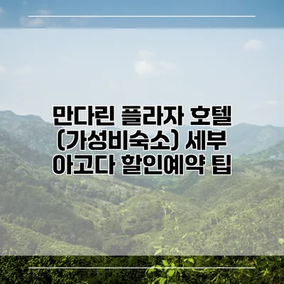 만다린 플라자 호텔 (가성비숙소) 세부 아고다 할인예약 팁