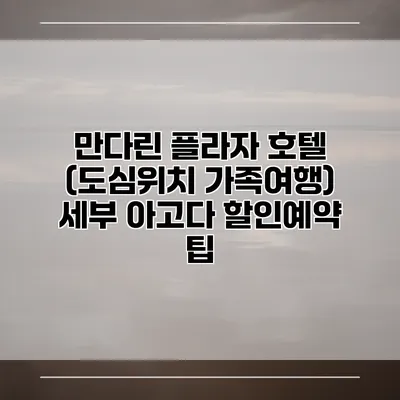 만다린 플라자 호텔 (도심위치 가족여행) 세부 아고다 할인예약 팁