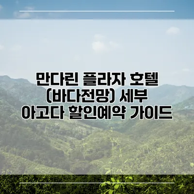 만다린 플라자 호텔 (바다전망) 세부 아고다 할인예약 가이드