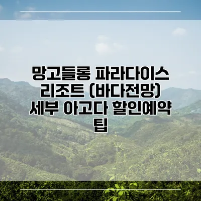 망고들롱 파라다이스 리조트 (바다전망) 세부 아고다 할인예약 팁