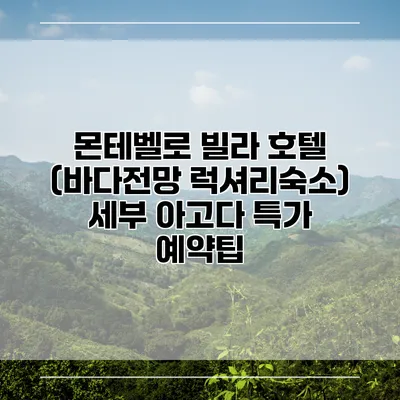 몬테벨로 빌라 호텔 (바다전망 럭셔리숙소) 세부 아고다 특가 예약팁