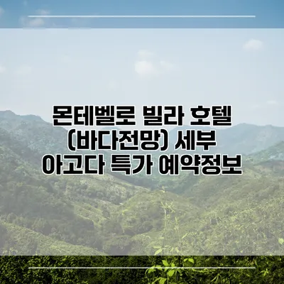몬테벨로 빌라 호텔 (바다전망) 세부 아고다 특가 예약정보