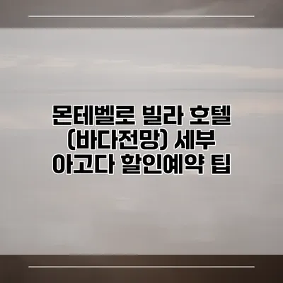 몬테벨로 빌라 호텔 (바다전망) 세부 아고다 할인예약 팁