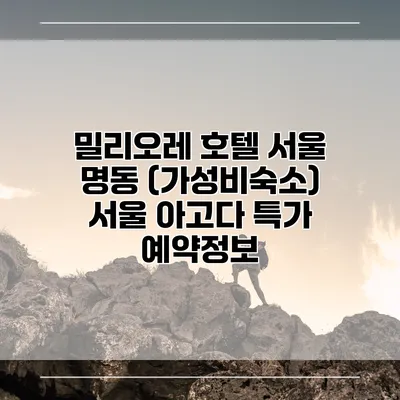 밀리오레 호텔 서울 명동 (가성비숙소) 서울 아고다 특가 예약정보