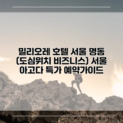 밀리오레 호텔 서울 명동 (도심위치 비즈니스) 서울 아고다 특가 예약가이드