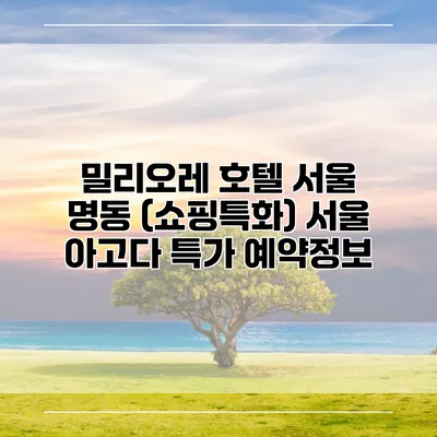 밀리오레 호텔 서울 명동 (쇼핑특화) 서울 아고다 특가 예약정보