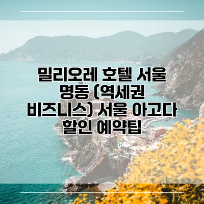 밀리오레 호텔 서울 명동 (역세권 비즈니스) 서울 아고다 할인 예약팁