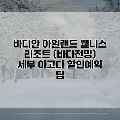 바디안 아일랜드 웰니스 리조트 (바다전망) 세부 아고다 할인예약 팁