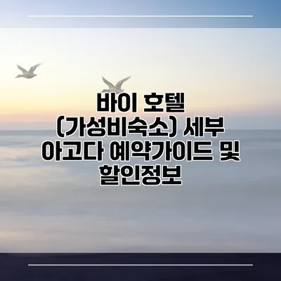 바이 호텔 (가성비숙소) 세부 아고다 예약가이드 및 할인정보