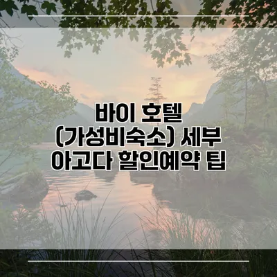 바이 호텔 (가성비숙소) 세부 아고다 할인예약 팁