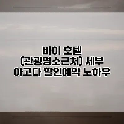 바이 호텔 (관광명소근처) 세부 아고다 할인예약 노하우