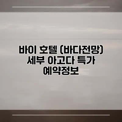 바이 호텔 (바다전망) 세부 아고다 특가 예약정보