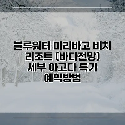 블루워터 마리바고 비치 리조트 (바다전망) 세부 아고다 특가 예약방법