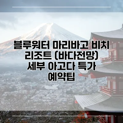 블루워터 마리바고 비치 리조트 (바다전망) 세부 아고다 특가 예약팁
