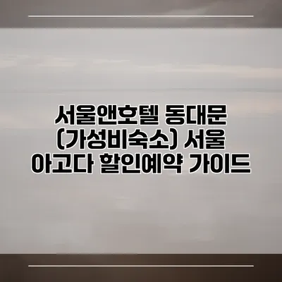 서울앤호텔 동대문 (가성비숙소) 서울 아고다 할인예약 가이드