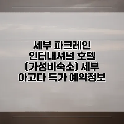 세부 파크레인 인터내셔널 호텔 (가성비숙소) 세부 아고다 특가 예약정보