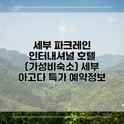 세부 파크레인 인터내셔널 호텔 (가성비숙소) 세부 아고다 특가 예약정보