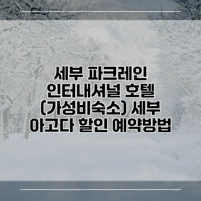 세부 파크레인 인터내셔널 호텔 (가성비숙소) 세부 아고다 할인 예약방법