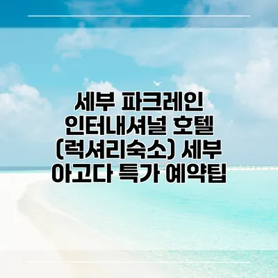 세부 파크레인 인터내셔널 호텔 (럭셔리숙소) 세부 아고다 특가 예약팁