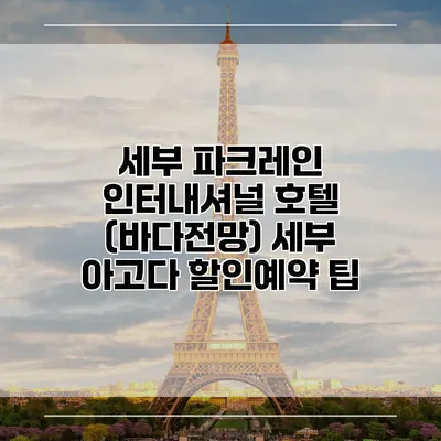 세부 파크레인 인터내셔널 호텔 (바다전망) 세부 아고다 할인예약 팁