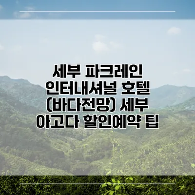 세부 파크레인 인터내셔널 호텔 (바다전망) 세부 아고다 할인예약 팁