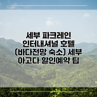 세부 파크레인 인터내셔널 호텔 (바다전망 숙소) 세부 아고다 할인예약 팁