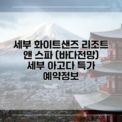 세부 화이트샌즈 리조트 앤 스파 (바다전망) 세부 아고다 특가 예약정보
