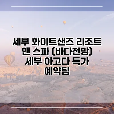 세부 화이트샌즈 리조트 앤 스파 (바다전망) 세부 아고다 특가 예약팁