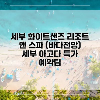 세부 화이트샌즈 리조트 앤 스파 (바다전망) 세부 아고다 특가 예약팁