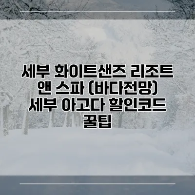 세부 화이트샌즈 리조트 앤 스파 (바다전망) 세부 아고다 할인코드 꿀팁