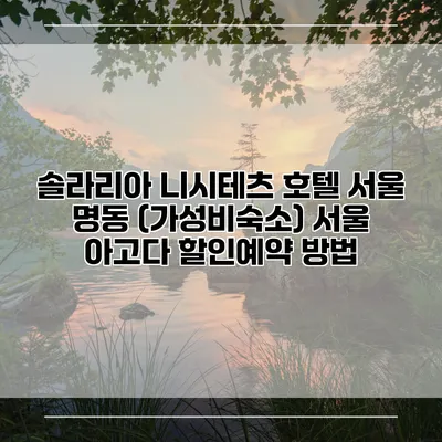 솔라리아 니시테츠 호텔 서울 명동 (가성비숙소) 서울 아고다 할인예약 방법