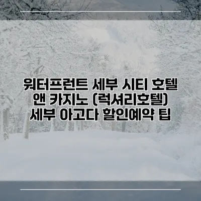 워터프런트 세부 시티 호텔 앤 카지노 (럭셔리호텔) 세부 아고다 할인예약 팁