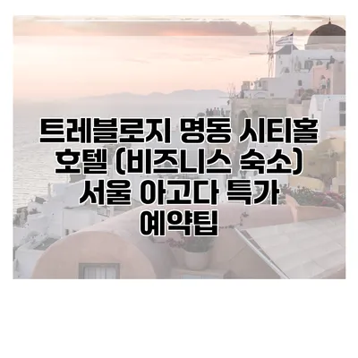트레블로지 명동 시티홀 호텔 (비즈니스 숙소) 서울 아고다 특가 예약팁