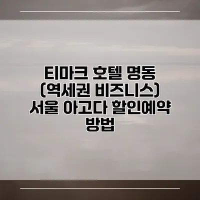 티마크 호텔 명동 (역세권 비즈니스) 서울 아고다 할인예약 방법