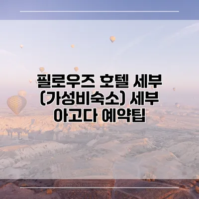 필로우즈 호텔 세부 (가성비숙소) 세부 아고다 예약팁
