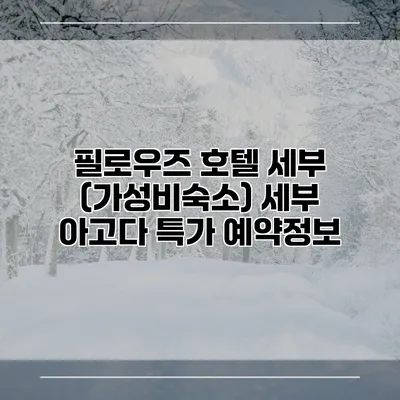 필로우즈 호텔 세부 (가성비숙소) 세부 아고다 특가 예약정보