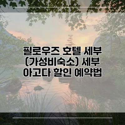 필로우즈 호텔 세부 (가성비숙소) 세부 아고다 할인 예약법