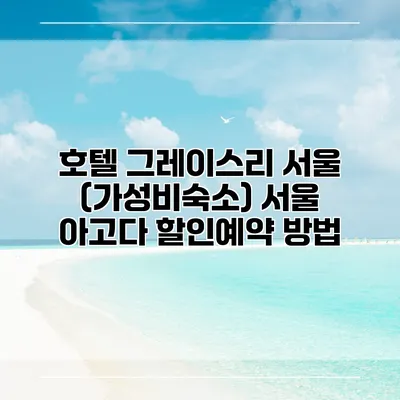 호텔 그레이스리 서울 (가성비숙소) 서울 아고다 할인예약 방법
