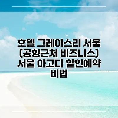 호텔 그레이스리 서울 (공항근처 비즈니스) 서울 아고다 할인예약 비법